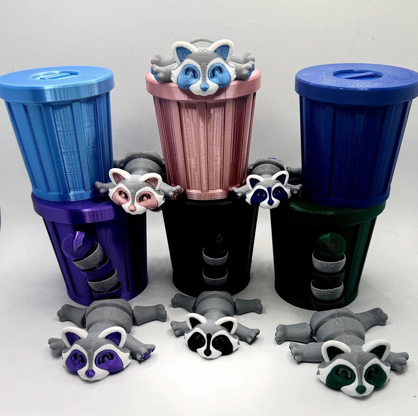 Articulated Raccoon with trash can, Fidget Toy – 3D Printed Trash Panda – Cute Articulating Animal Fidget Gift My Store