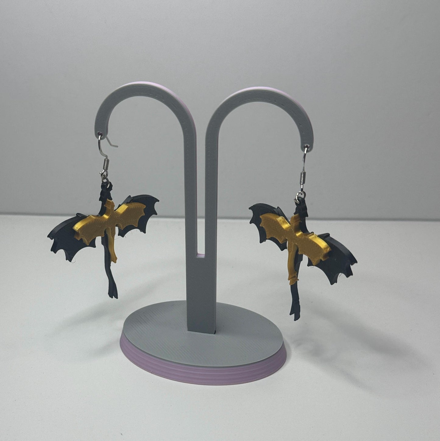 Black & Gold Double Dragon Earrings – 3D Printed Fantasy Jewelry for Dragon Lovers and Fantasy Readers My Store