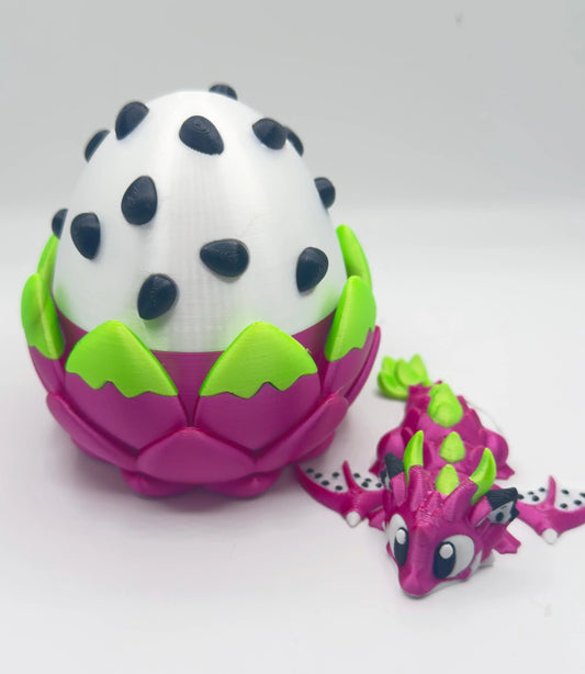 Articulated Dragon Mini 3D Printed Dragon Fruit Fidget Toy with Egg – Cute Desk Pet & Unique Gift for Dragon Lovers - KV3D Designs