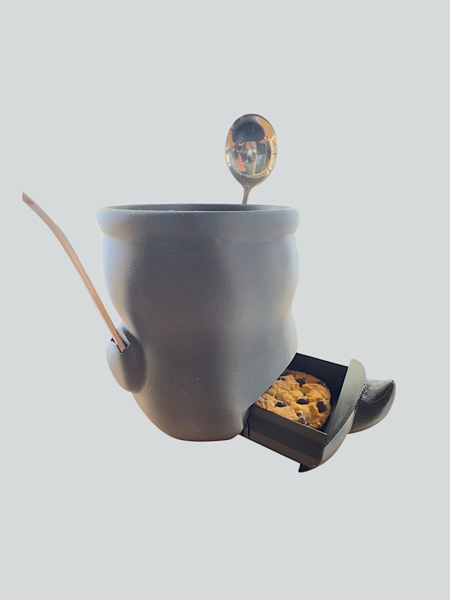 Pint Ice Cream Cozy Holder with Handle – Reusable Mug, Two Spoon Holders and Hideaway Draw KV3D Designs