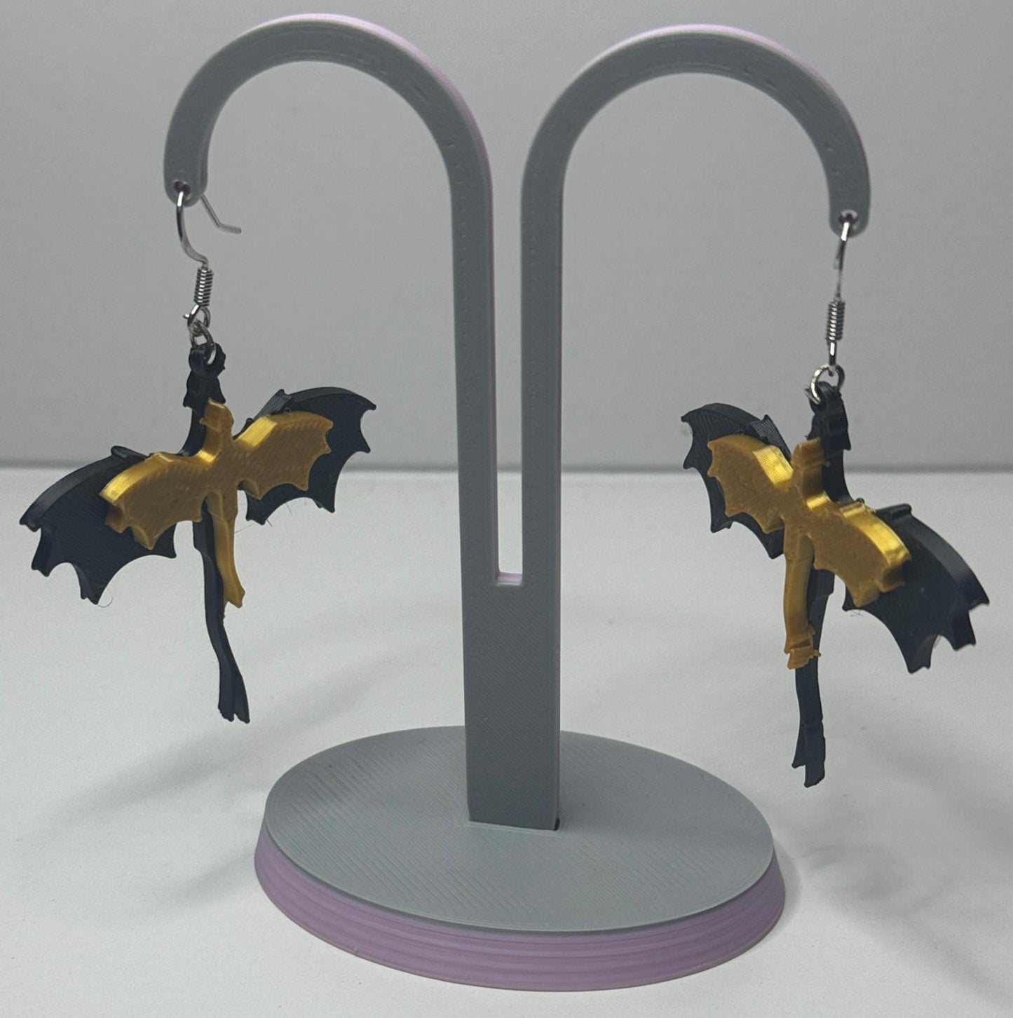 Black & Gold Double Dragon Earrings – 3D Printed Fantasy Jewelry for Dragon Lovers and Fantasy Readers My Store
