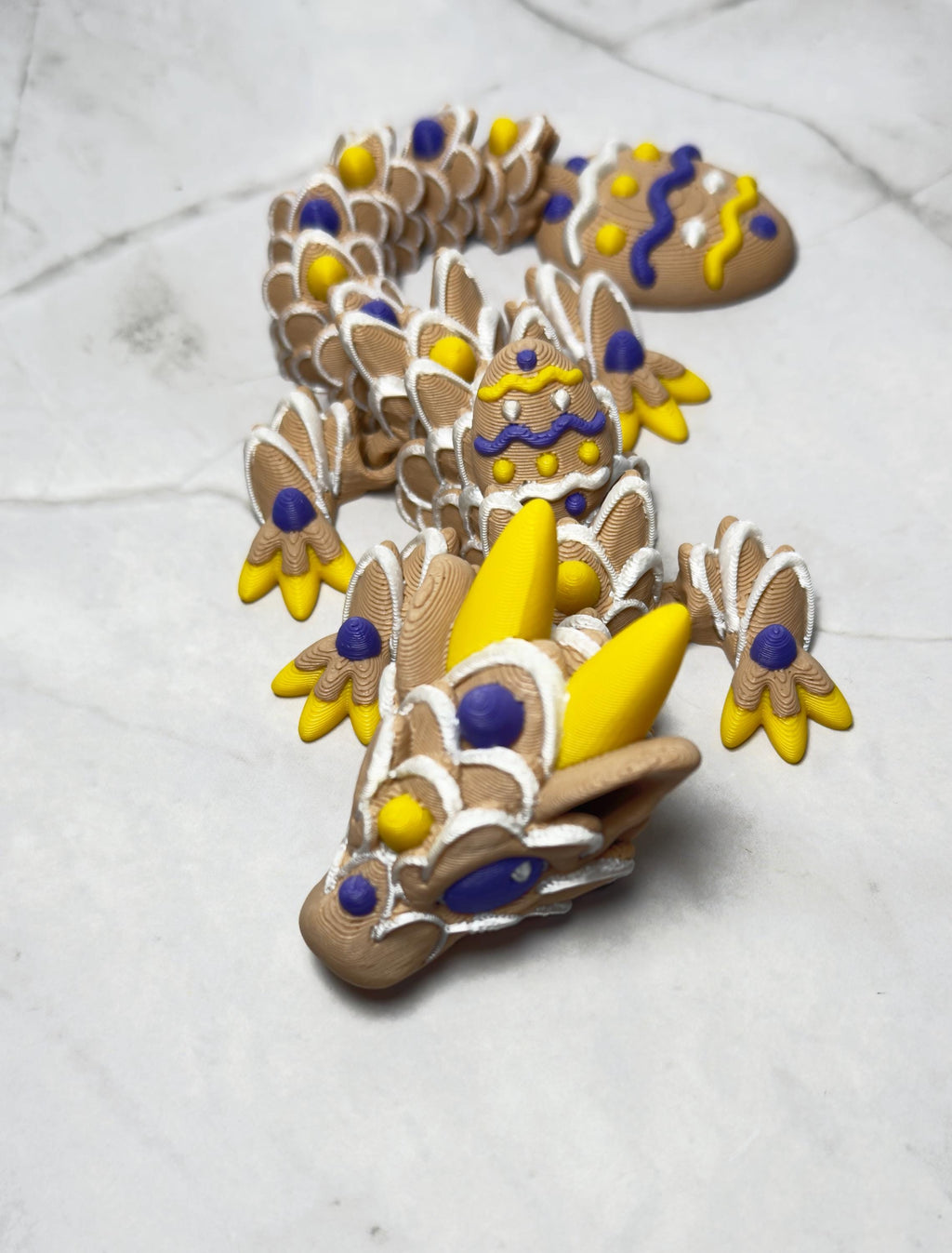 Dragon Fidget Toy – 3D Printed Cookie Dragon – Poseable Fantasy Creature – Cute Desk Toy Gift - KV3D Designs