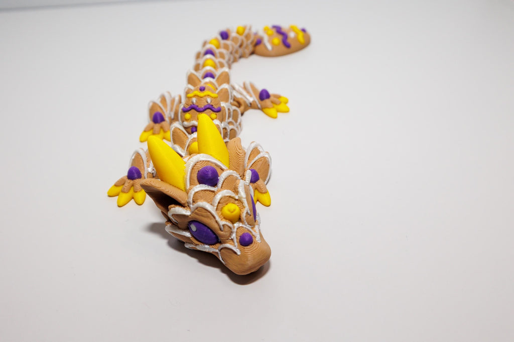 Dragon Fidget Toy – 3D Printed Cookie Dragon – Poseable Fantasy Creature – Cute Desk Toy Gift - KV3D Designs