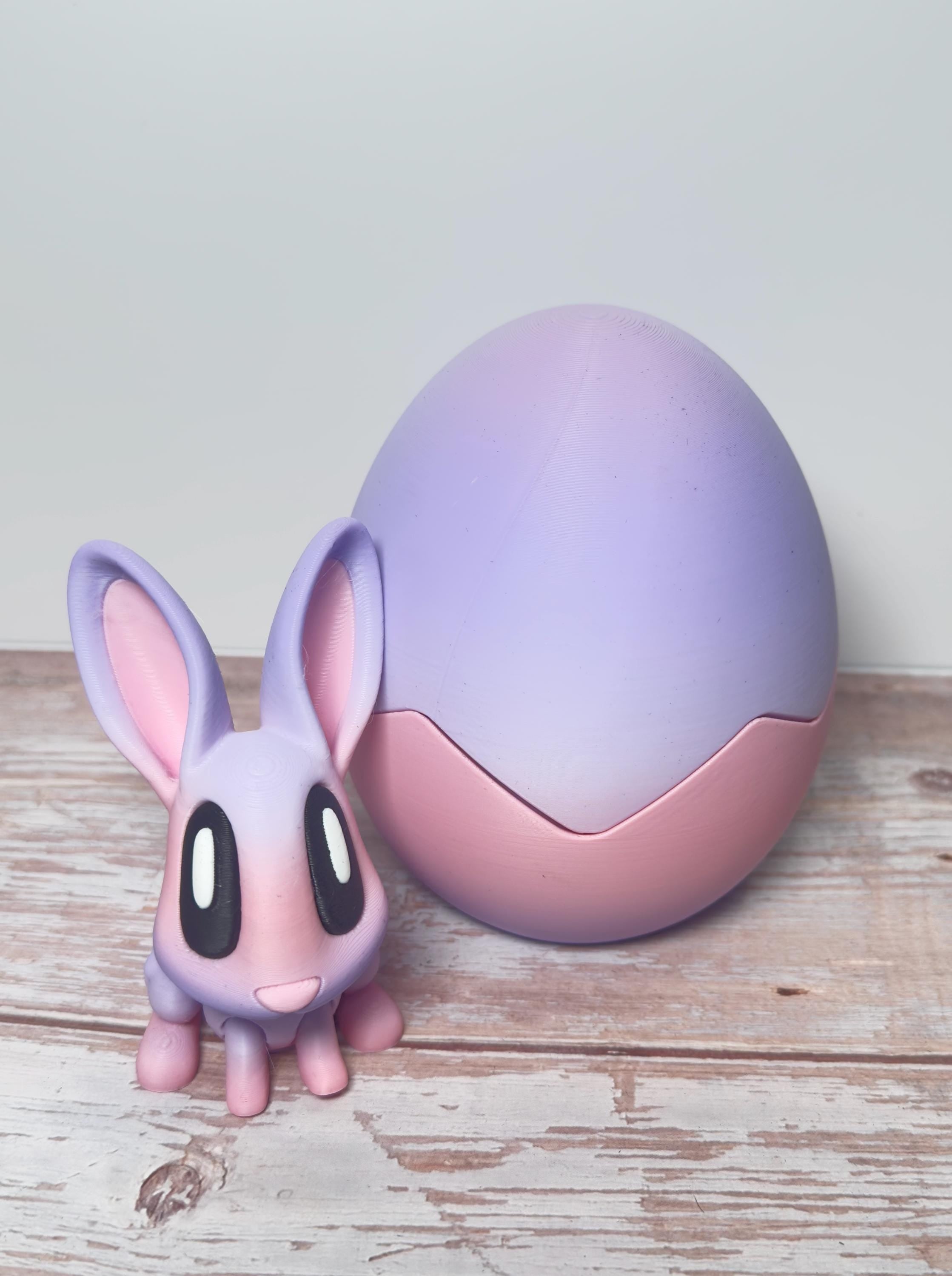 Articulated Animal 3D Printed Easter Bunny with Egg – Unique Basket Stuffer & Holiday Decor Gift - KV3D Designs