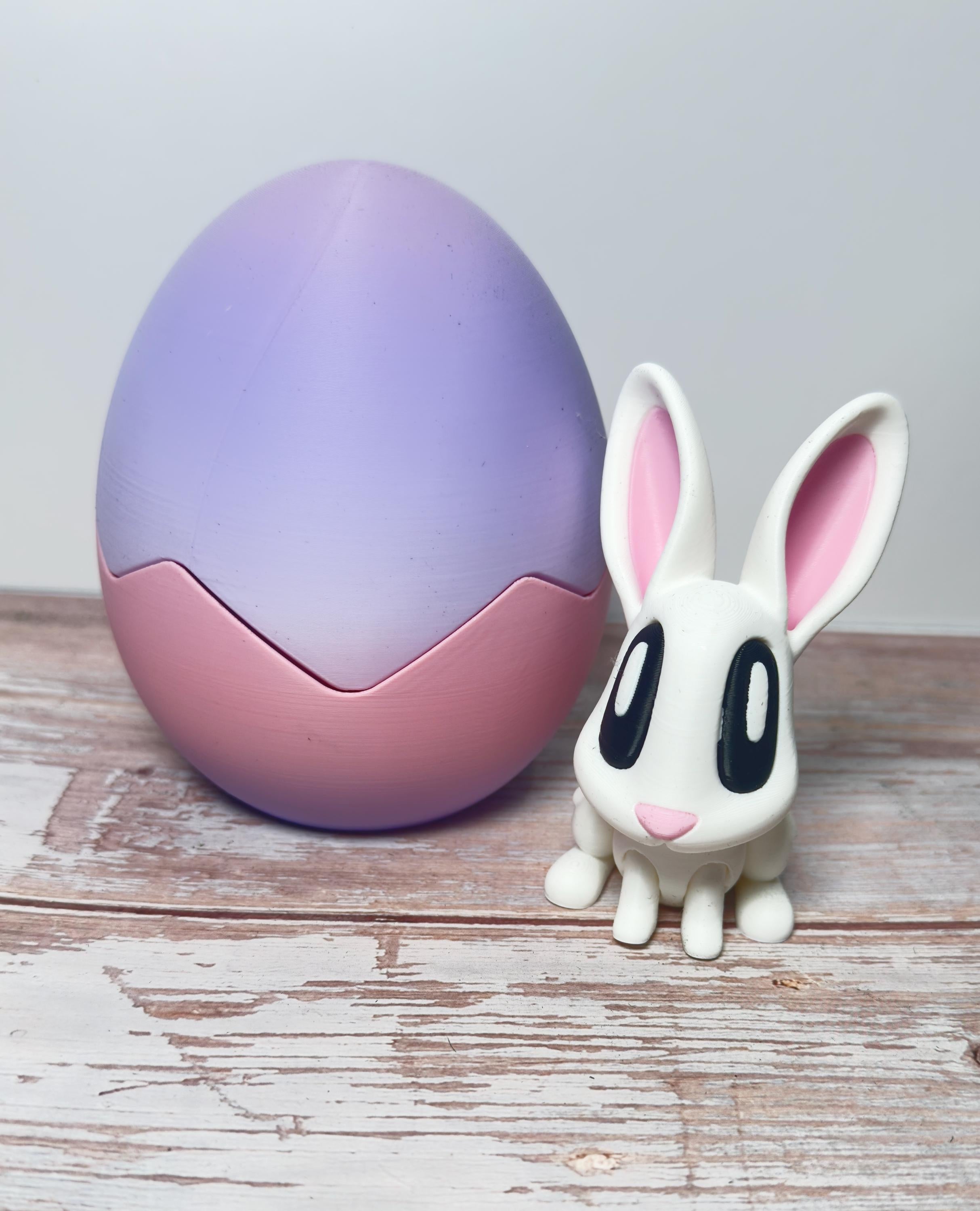 Articulated Animal 3D Printed Easter Bunny with Egg – Unique Basket Stuffer & Holiday Decor Gift - KV3D Designs