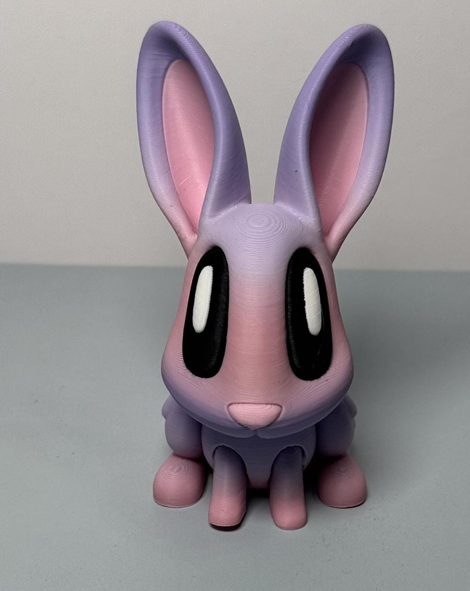 Articulated Animal 3D Printed Easter Bunny with Egg – Unique Basket Stuffer & Holiday Decor Gift - KV3D Designs
