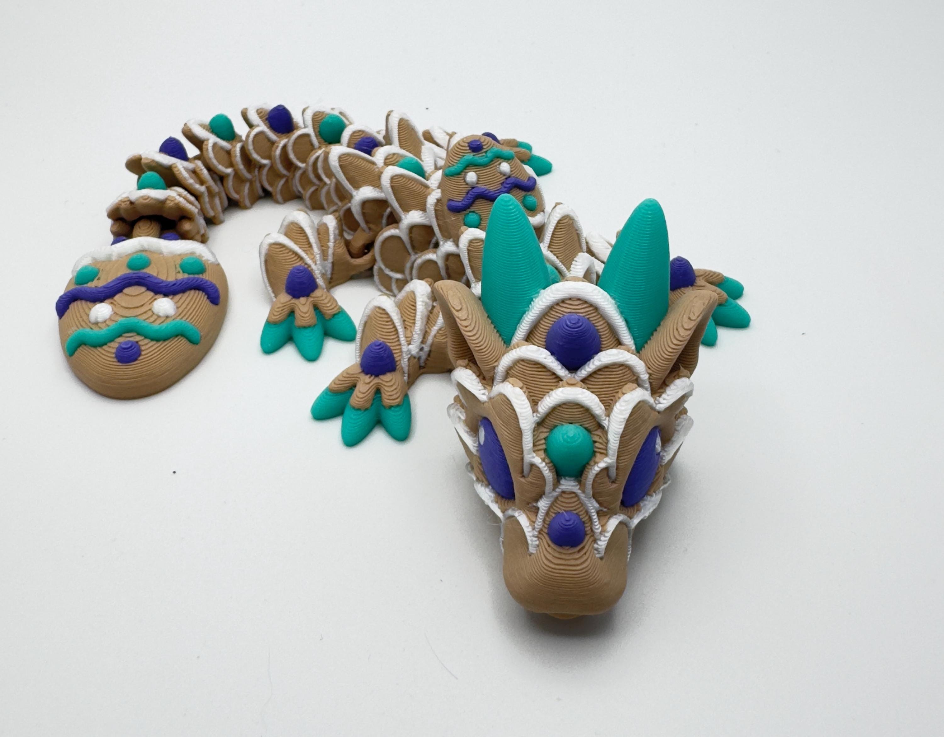 Dragon Fidget Toy – 3D Printed Cookie Dragon – Poseable Fantasy Creature – Cute Desk Toy Gift - KV3D Designs