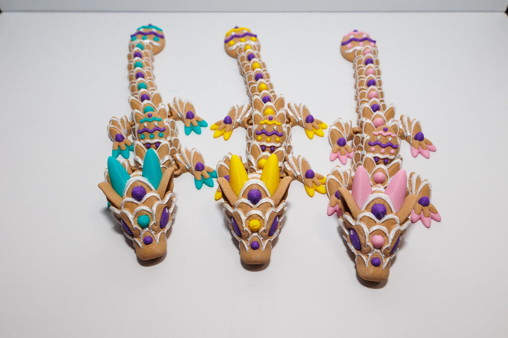 Dragon Fidget Toy – 3D Printed Cookie Dragon – Poseable Fantasy Creature – Cute Desk Toy Gift - KV3D Designs