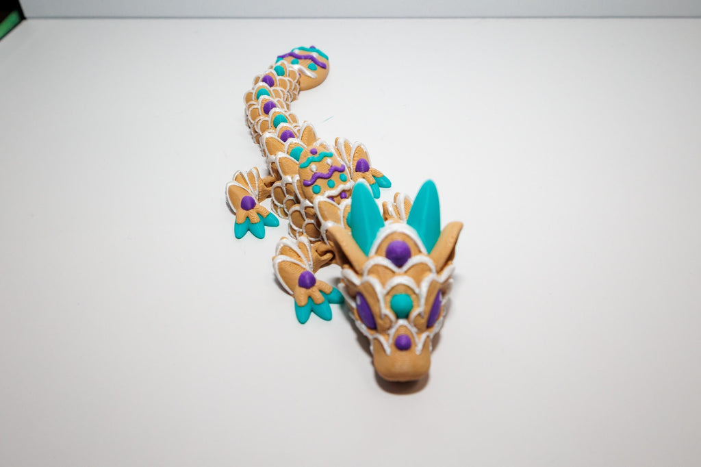 Dragon Fidget Toy – 3D Printed Cookie Dragon – Poseable Fantasy Creature – Cute Desk Toy Gift - KV3D Designs