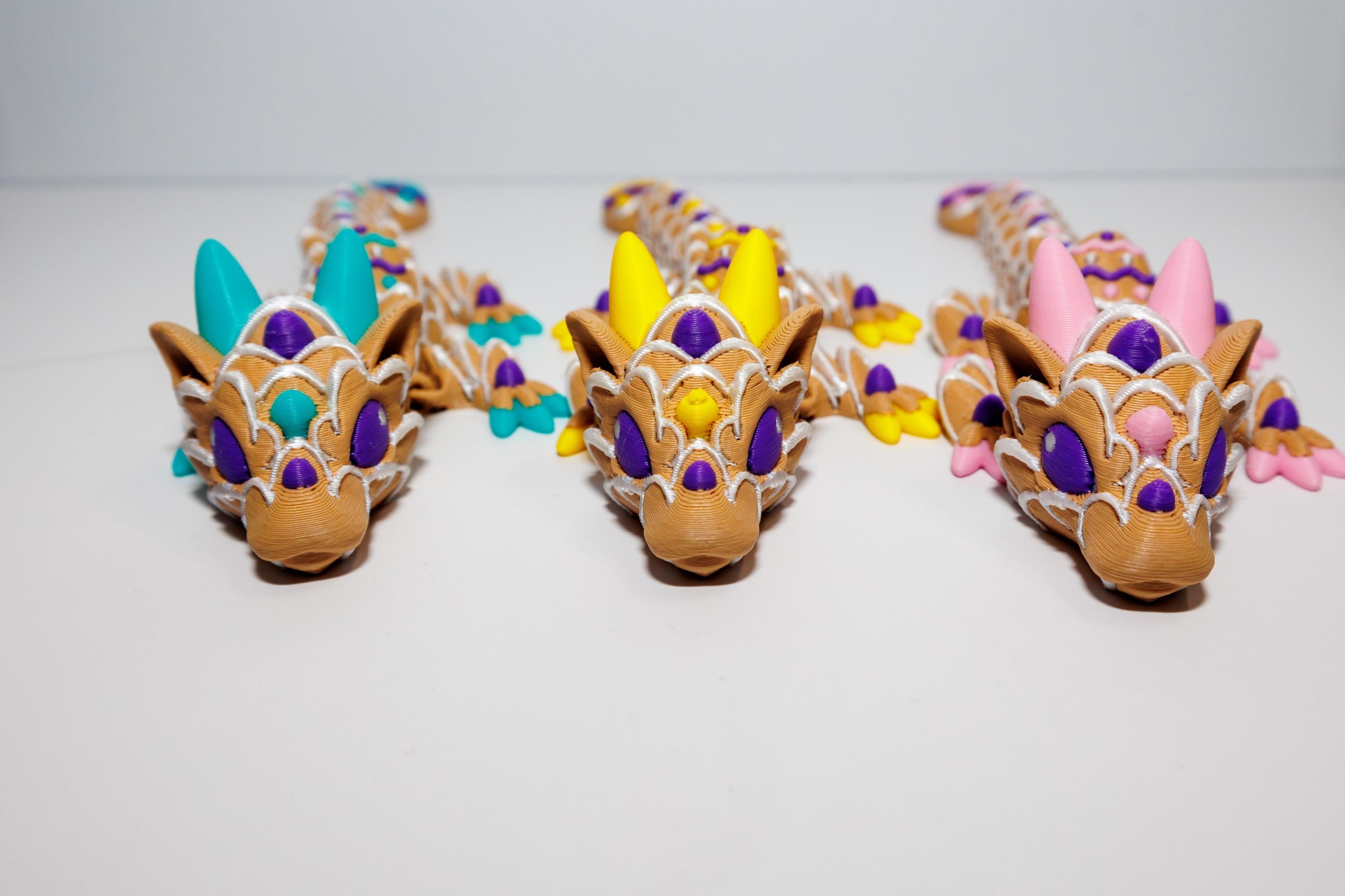 Dragon Fidget Toy – 3D Printed Cookie Dragon – Poseable Fantasy Creature – Cute Desk Toy Gift - KV3D Designs