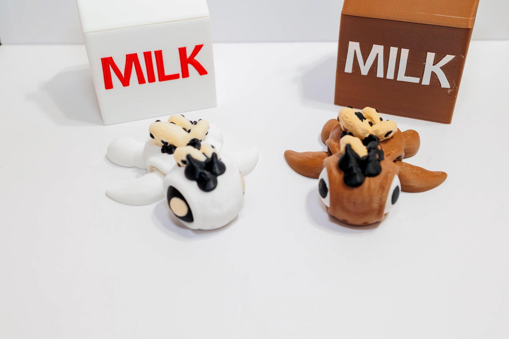 Adorable Dessert-Themed Fidget Toy: 3D Milk and Cookie Turtle - KV3D Designs