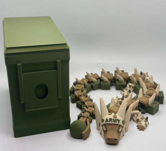 Camo Dragon Fidget Toy with Ammo Can | Military Veteran Gift | Army Articulated Dragon My Store