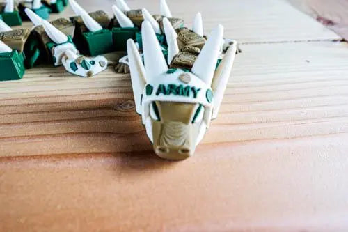 Camo Dragon Fidget Toy with Ammo Can | Military Veteran Gift | Army Articulated Dragon - KV3D Designs