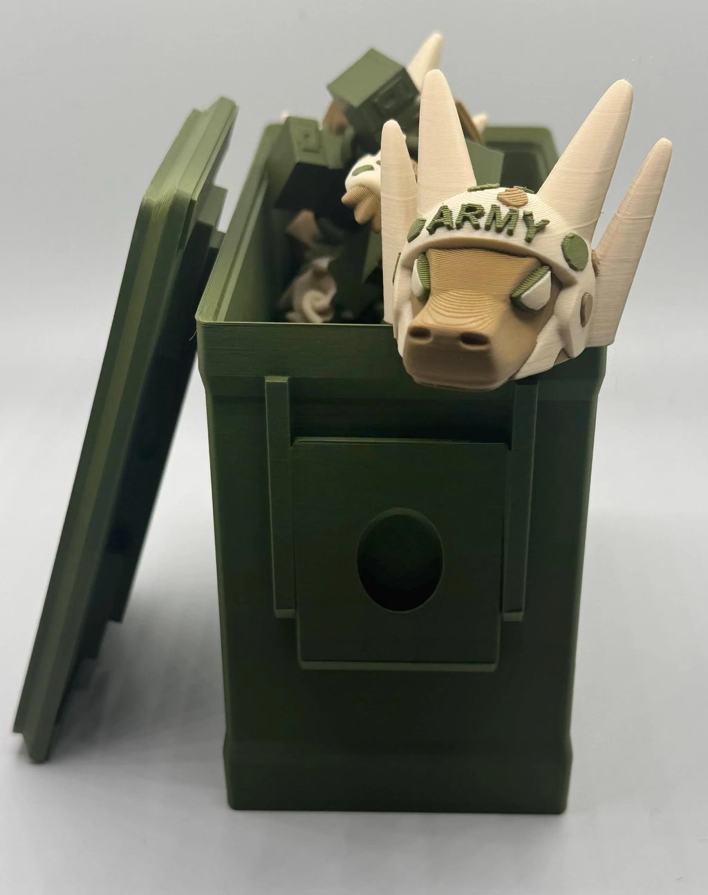 Camo Dragon Fidget Toy with Ammo Can | Military Veteran Gift | Army Articulated Dragon - KV3D Designs