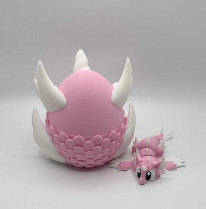 Celestial Dragon in Egg – 3D Printed Desk Toy | Fidget Dragon Egg | Rainbow or Pink PLA Miniature | Dragon Lover Gift | Fantasy Decor - KV3D Designs