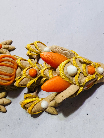 3D Printed Pumpkin Dragon, Articulated Dragon — Custom Color 3D Print, Fidget Toy