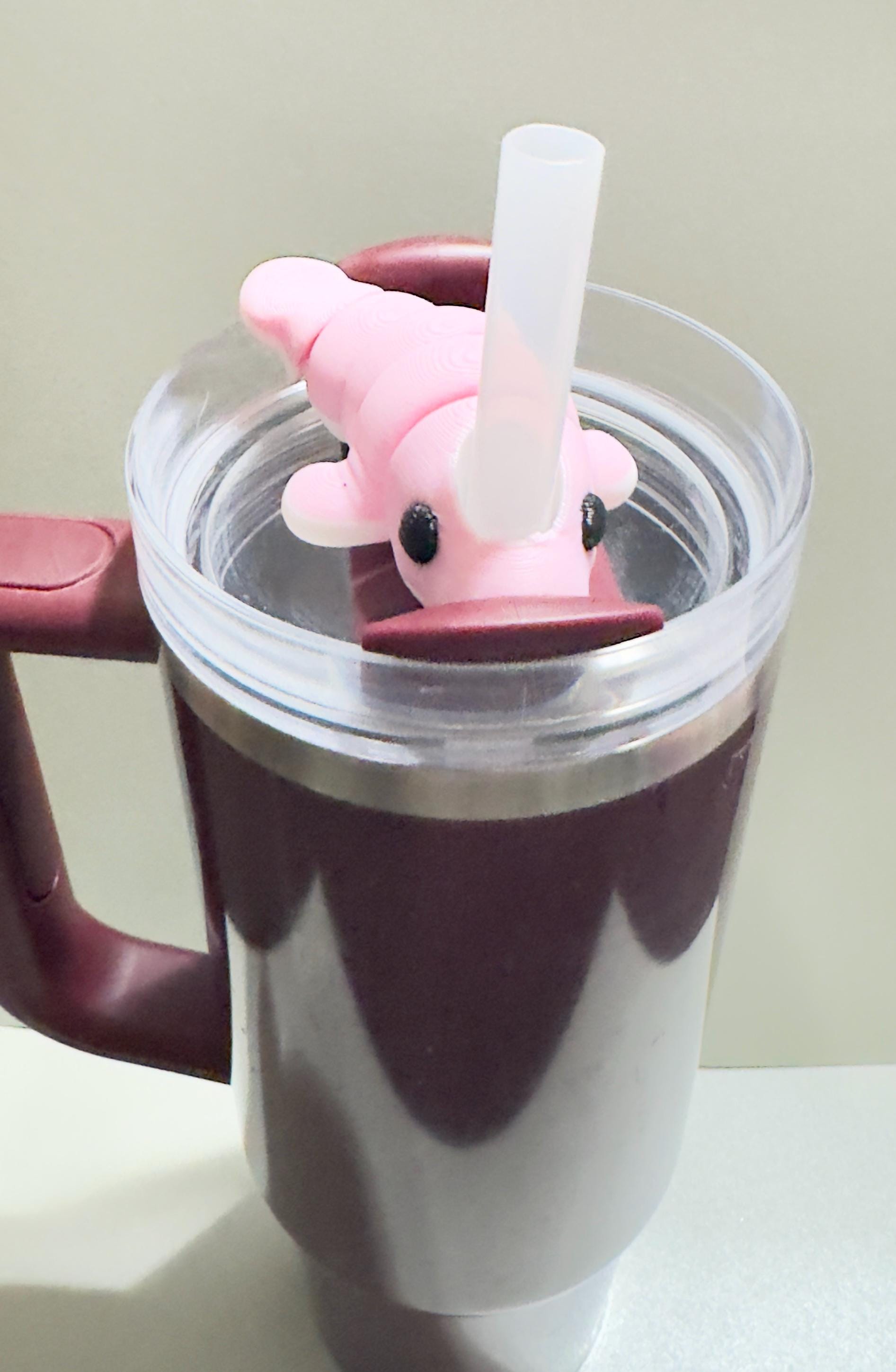 Articulated animal Stanley straw topper | 3D-printed flexible drink accessory for Stanley tumblers | Cute and fun cup decoration | Unique fidget straw charm