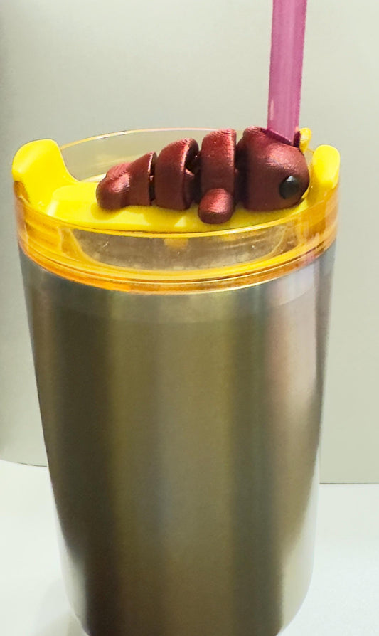 Articulated animal Stanley straw topper | 3D-printed flexible drink accessory for Stanley tumblers | Cute and fun cup decoration | Unique fidget straw charm