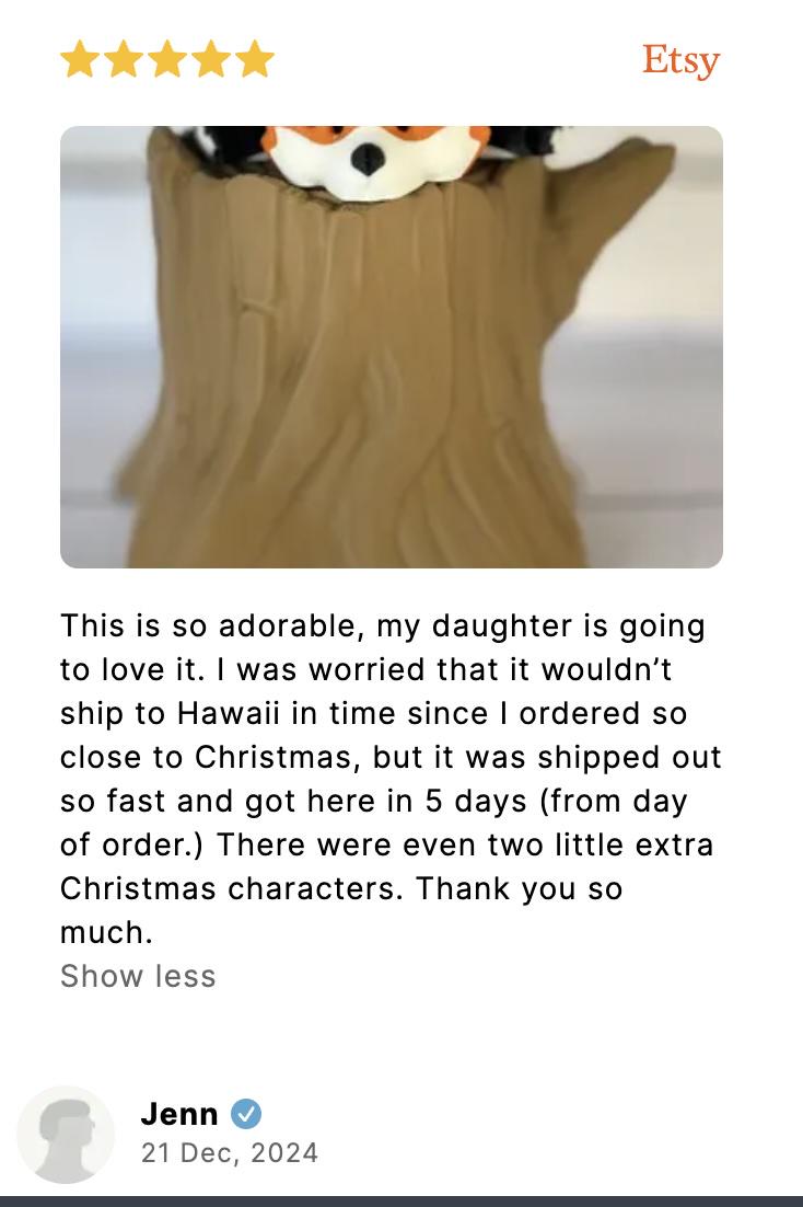 3D-Printed Fox with Tree stump - Trash Can - 3D Printed Articulated Fox – Trash fox Fidget-Friendly – Perfect Gift! - KV3D Designs