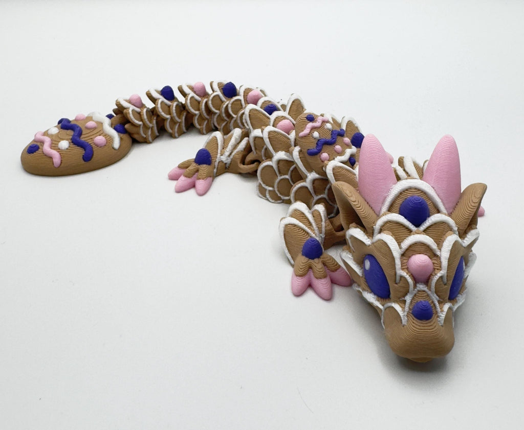 Dragon Fidget Toy – 3D Printed Cookie Dragon – Poseable Fantasy Creature – Cute Desk Toy Gift - KV3D Designs
