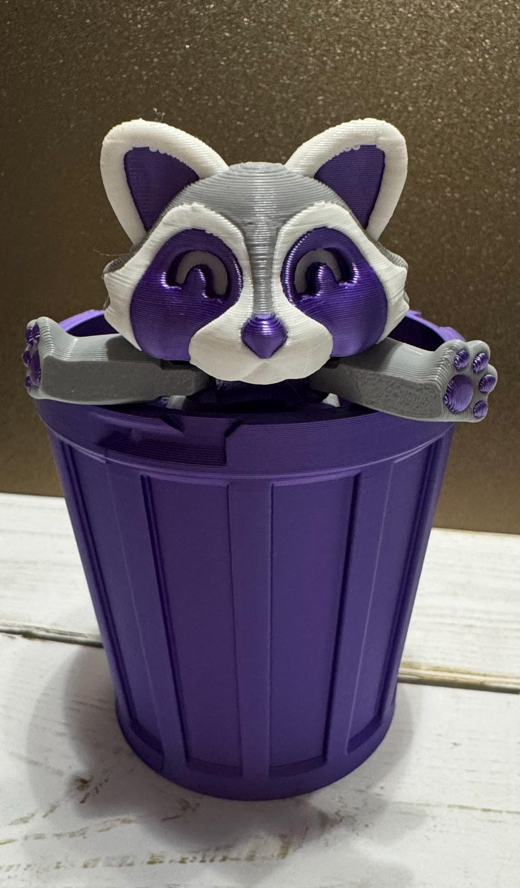 Articulated Raccoon with trash can, Fidget Toy – 3D Printed Trash Panda – Cute Articulating Animal Fidget Gift - KV3D Designs