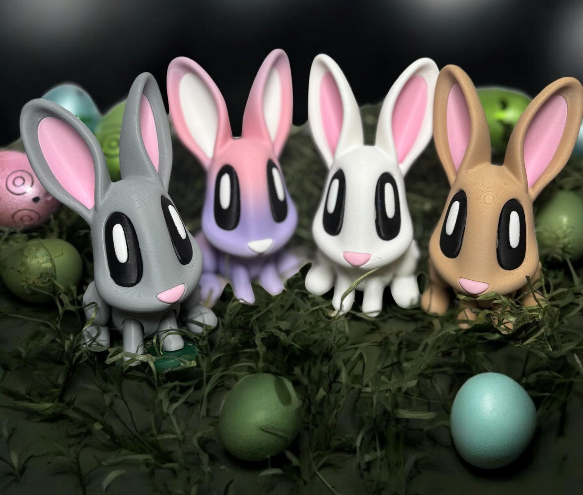 Articulated Animal 3D Printed Easter Bunny with Egg – Unique Basket Stuffer & Holiday Decor Gift - KV3D Designs