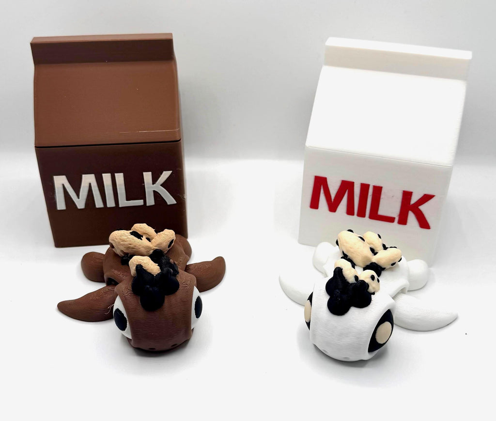 Adorable Dessert-Themed Fidget Toy: 3D Milk and Cookie Turtle - KV3D Designs