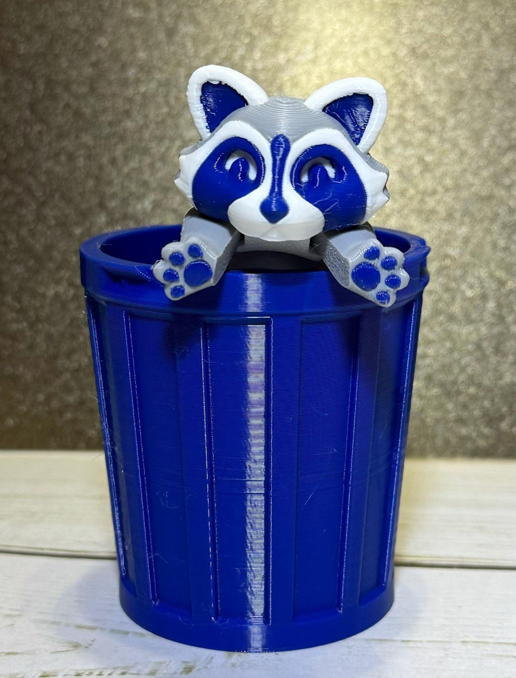 Articulated Raccoon with trash can, Fidget Toy – 3D Printed Trash Panda – Cute Articulating Animal Fidget Gift - KV3D Designs