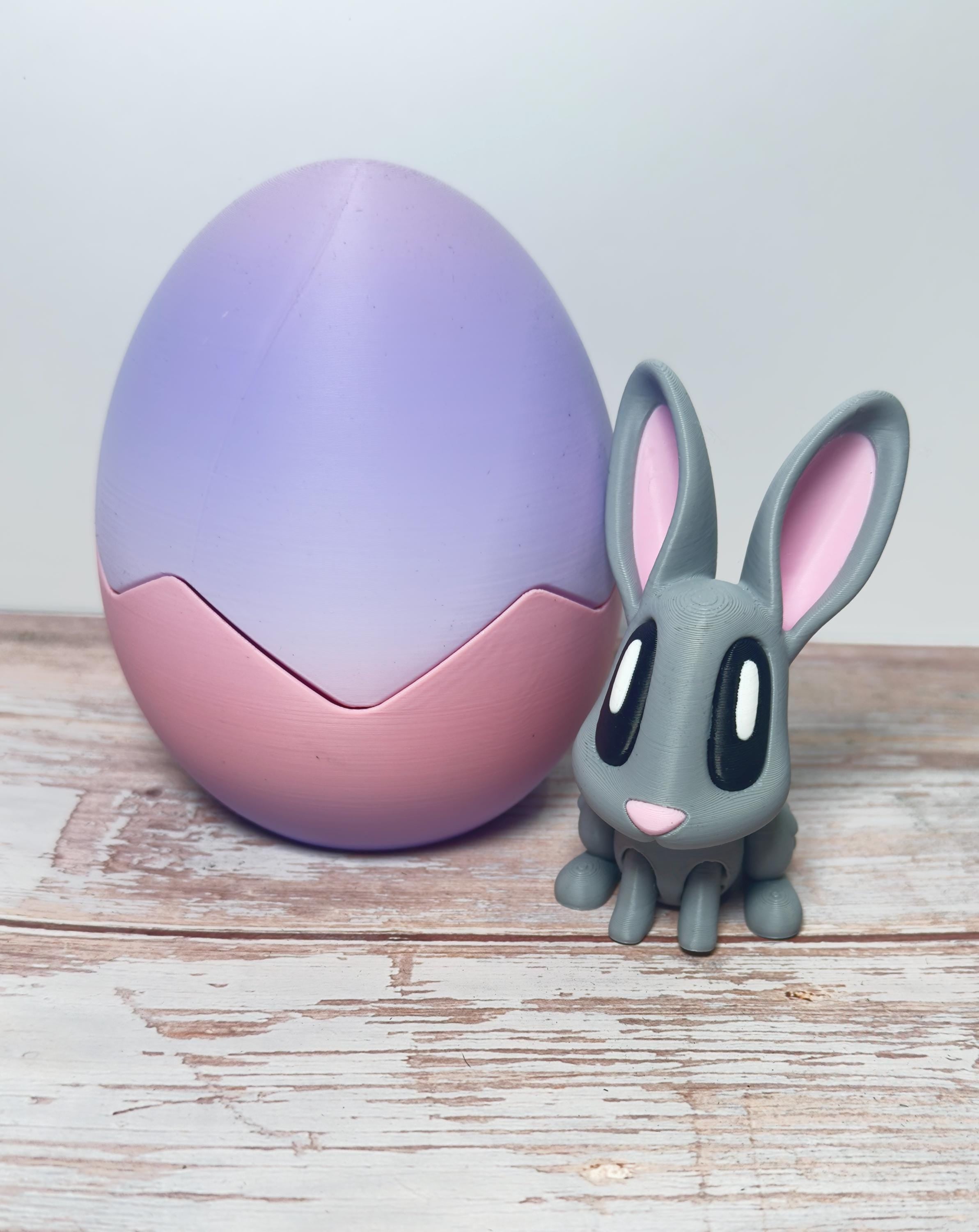 Articulated Animal 3D Printed Easter Bunny with Egg – Unique Basket Stuffer & Holiday Decor Gift - KV3D Designs