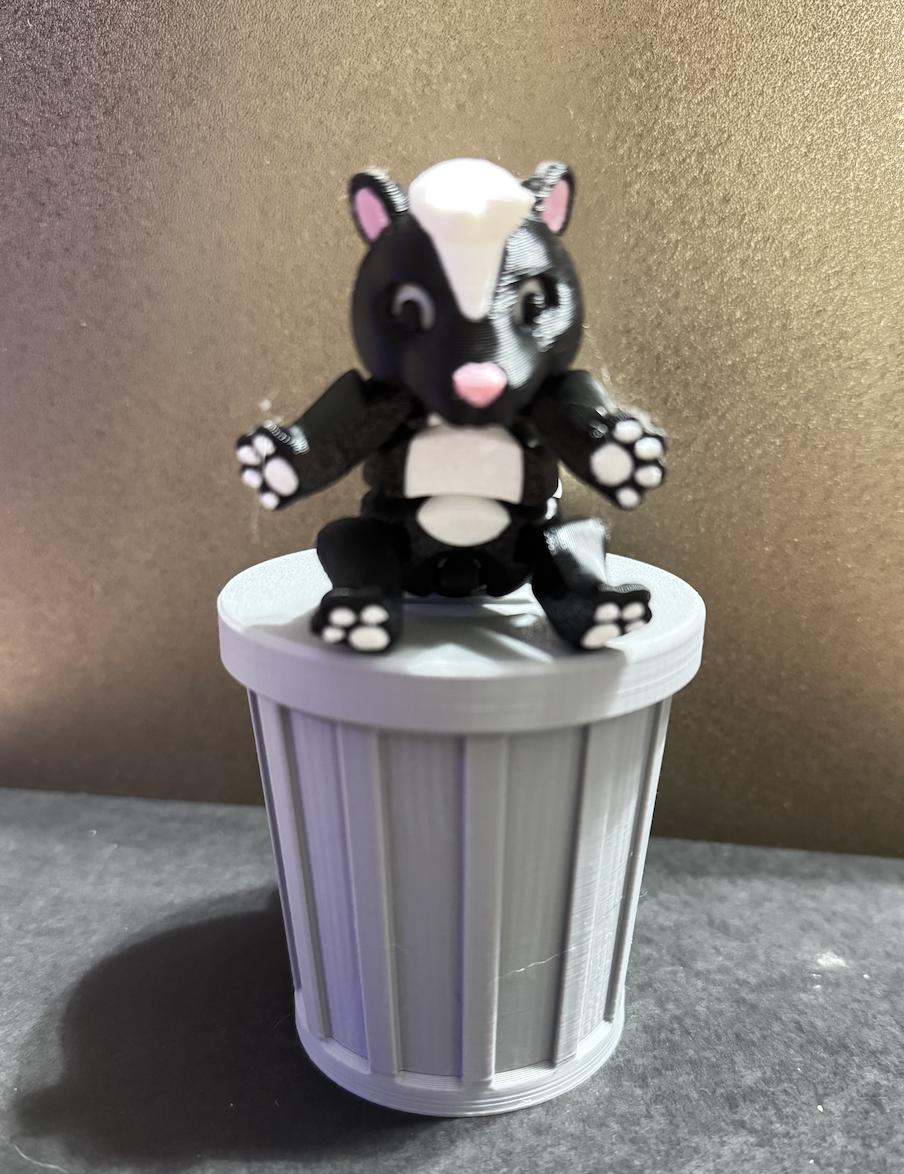 Skunk Fidget Toy, 3D Printed Articulated Skunk – Dumpster Animal Gift – Trash Can or Tree Stump Desk Pet – Cute Animal Figurine - KV3D Designs