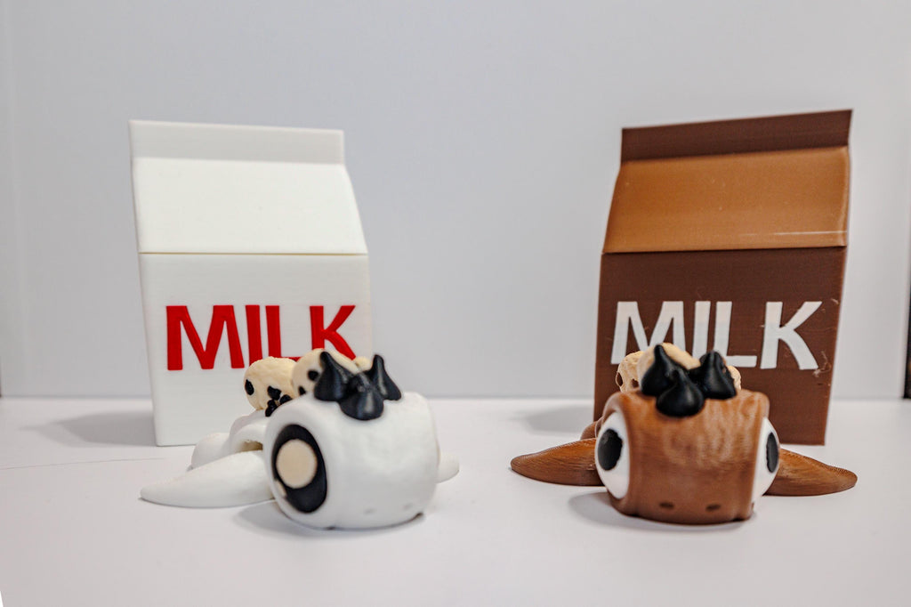 Adorable Dessert-Themed Fidget Toy: 3D Milk and Cookie Turtle - KV3D Designs