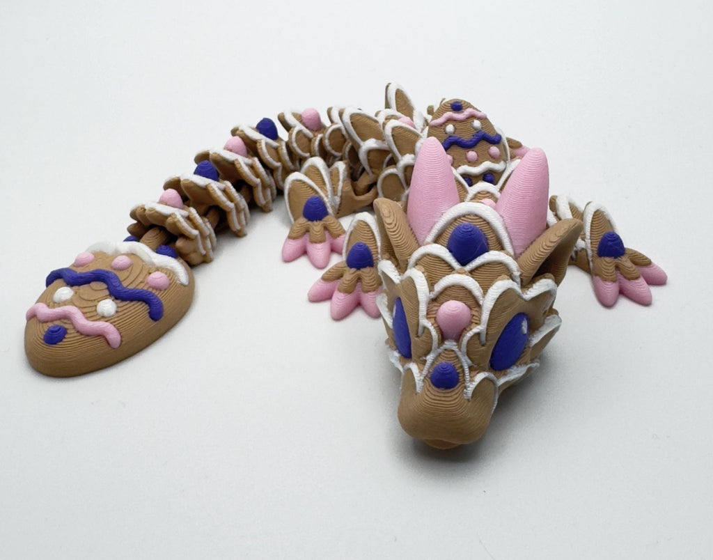 Dragon Fidget Toy – 3D Printed Cookie Dragon – Poseable Fantasy Creature – Cute Desk Toy Gift - KV3D Designs
