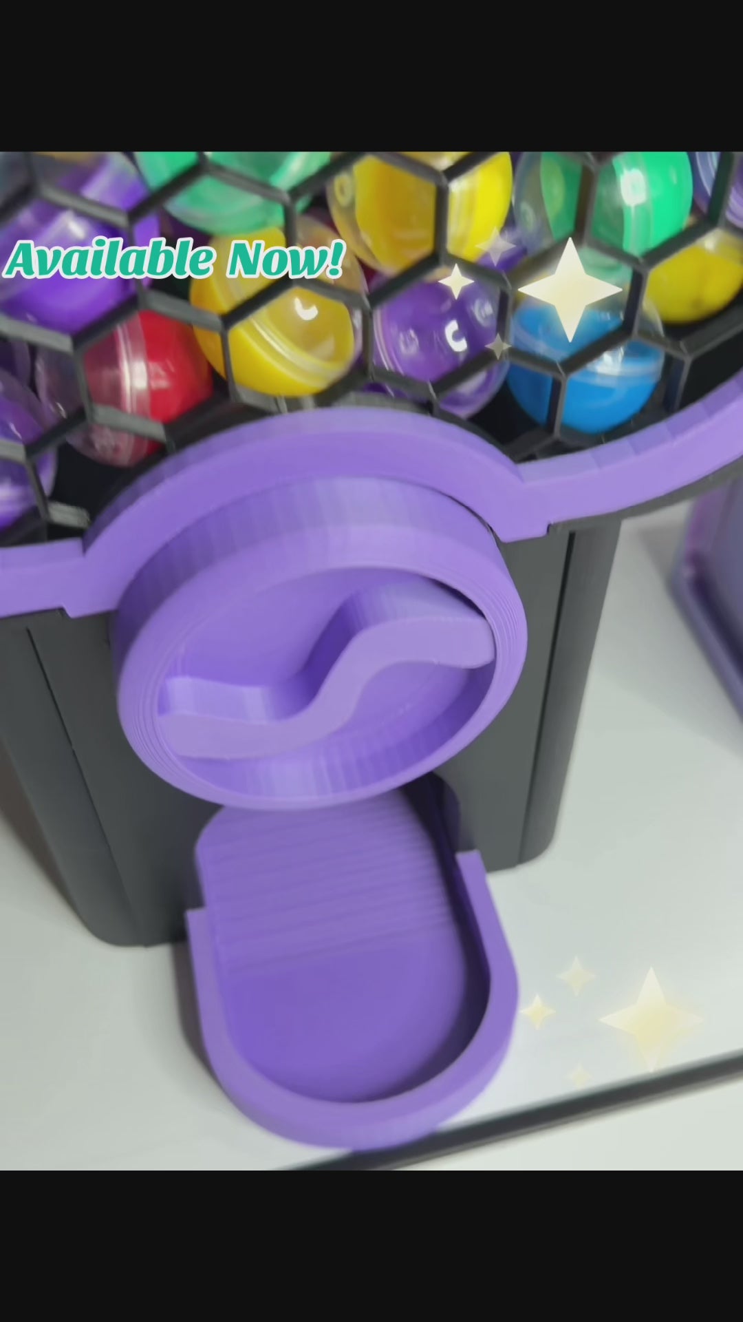 3D printed mini toy vending machine in custom colors with working capsule dispenser